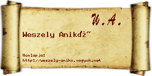Weszely Anikó névjegykártya